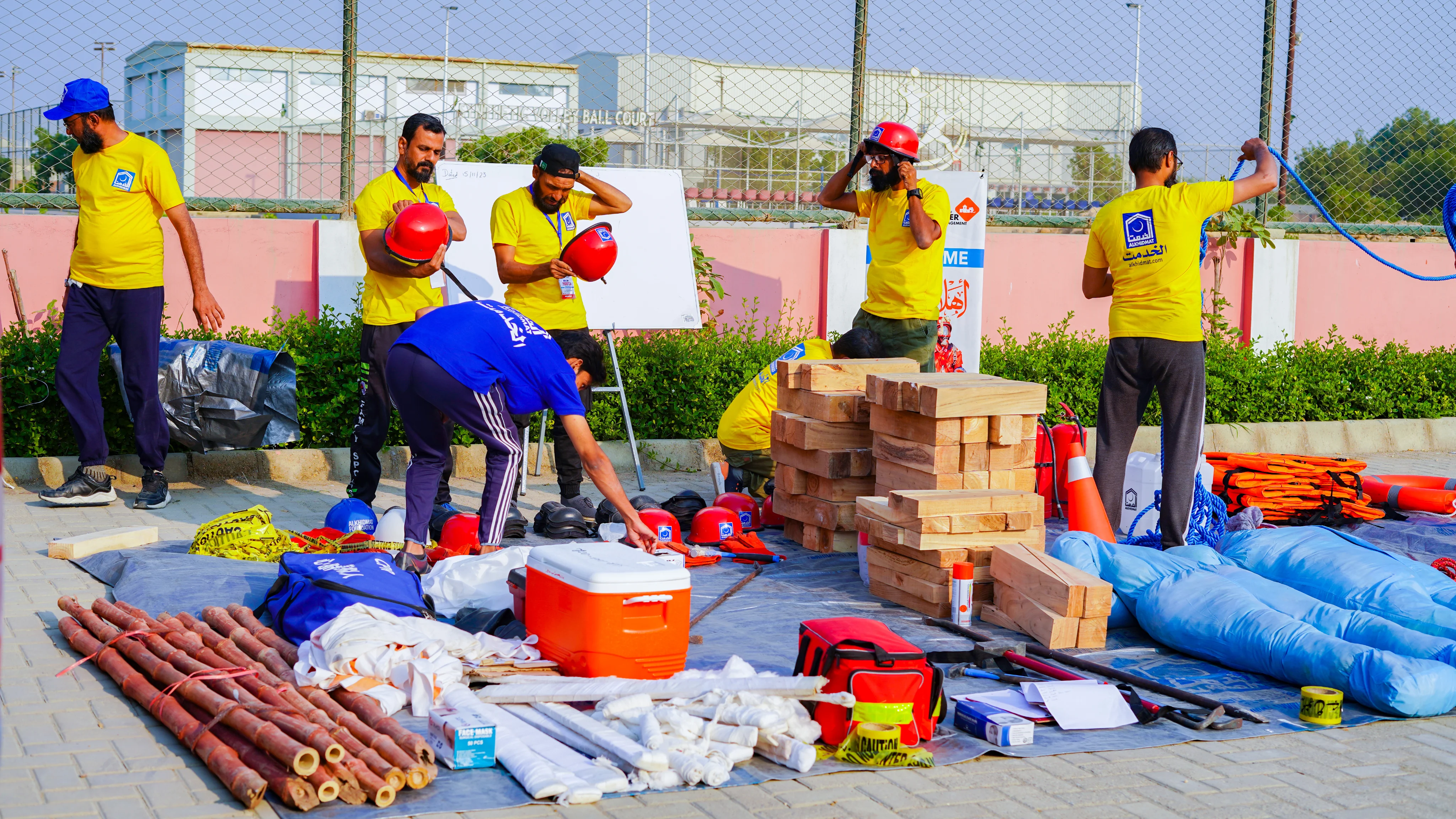 Volunteers loading relief goods